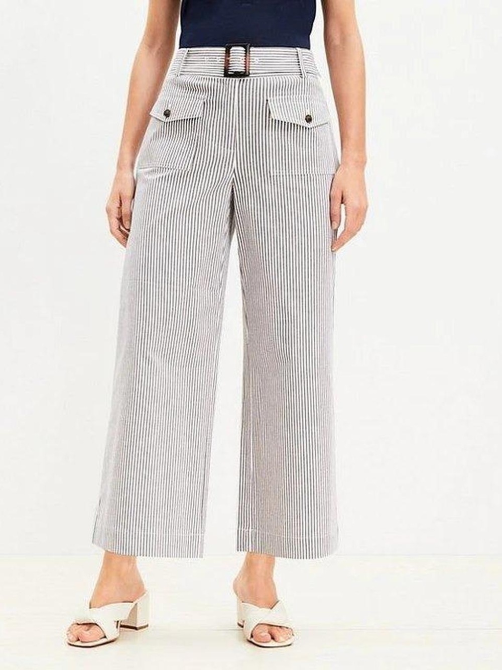 Loft Striped Wide-Leg Pants 6P